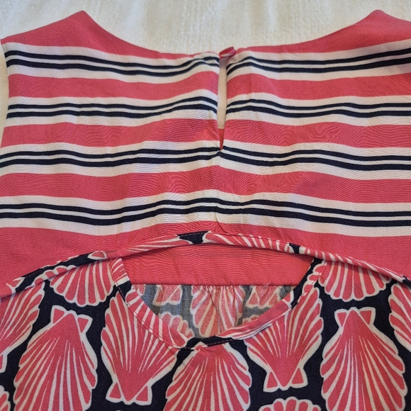 Crown & Ivy women's XS sleeveless tank top pink navy stripe & seashell VGUC - Picture 4 of 6